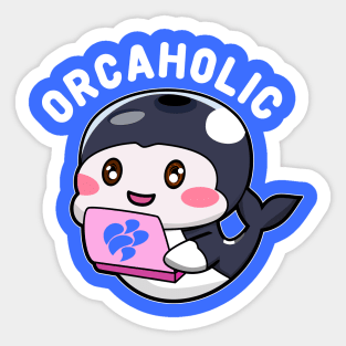 Cute Orca With Laptop Sticker